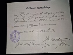 1912, Tabán, Buda, lelkészi igazolvány