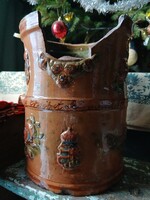 Régi népi cserép mezőtúri bödön 1907, hibás