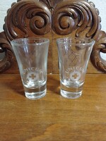 Feles üveg poharak párban Unicum - Vilmos - Pálinkás