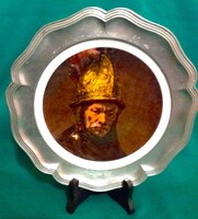 VINTAGE - Schwarzenhammer Bavaria ÓNKERETES- porcelán falitál -REMBRANDT :Az aranysisakos ember dís