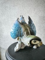 Hatalmas Porcelán Papagáj színes, szép àllapotban. 40 cm-es Ara Papagáj. Dekoráció kellék gyüjtemény