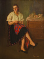 Csermely János (1882-1963): Ábrándozó hölgy.