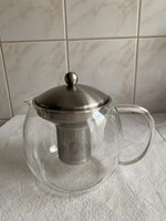 ÚJ hőálló üveg teáskanna szűrővel 1,3 literes
