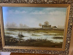 Kalcsó József Távoli tanya olaj festmény