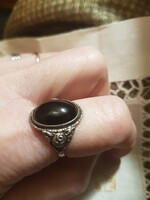 Antik -nagy- ÓNIX köves -vésett BÉCSI- RÓZSA-?motívumos jelzett ag  gyűrű - ARISZTOKRATIKUS-elegáns!