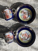 Kék cirádás teás készlet