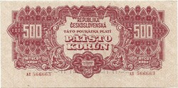 500 korun korona 1944 VH. Csehszlovákia Tükör SPECIMEN 1. Gyönyörű
