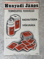 Hunyadi János természetes forrássó – vintage magyar reklámlap / ismertető (Saxlehner András, Budapes