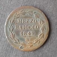 Pápai Állam - 1/2 baiocco 1849 R