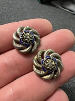 Antik magyar fülbevaló gyémánt ezüst