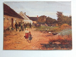 Képeslap, művészet motívum, festmény - Deák-Ébner Lajos: Falurészlet