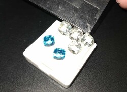 Valódi hőkezelt brazil topáz pár!!! 6x6mm fehér és kék valasztható szett