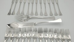 Szecessziós ezüst (800) 12 személyes halas készlet