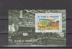 Külföldi Blokkbélyeg - Szent Tamás Hercegség 1989 - Szerelő vonat