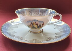 Kézzel festett Bavaria német porcelán reggeliző kávés teás szett 2 részes csésze kistányér tányér