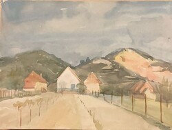 Adámi Sándor (1912 k.-1991): Hegyvidéki táj. Akvarell, papír,
