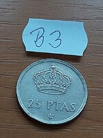 SPANYOLORSZÁG 25 PESETA 1975 (76) Réz-nikkel, I. János Károly király   B3