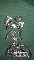 Antique silver-plated pewter statue miniature not only for winemakers!-Bacchus and the grape arbor- 7x5cm flawless