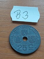 BELGIUM BELGIE - BELGIQUE 25 CENTIMES 1944 III. Leopold király, Cink  B3