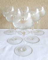 Üveg szőlőlevél mintás borospohár készlet