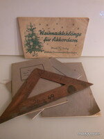 VONALZÓ + FÜZETEK  - 1949 év - 28 x 14 cm - KOTTA - 3 db - FÜZET 1966 - 67 év