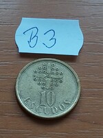 PORTUGÁLIA 10 ESCUDOS 1991 Alpakka   B3