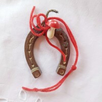 Régi fém patkó karácsonyfadísz- retro, vintage-  újévi szerencsehozó trafikáru