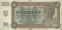 20 korun korona 1942 Szlovákia 3.