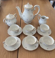 Zsolnay aranyozott apró virágos 6 személyes kávés / mokkás készlet