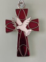 Nagyon szép fehér piros  zománccal díszített fém kereszt.