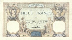 1000 frank francs 1930.10.23. Franciaország Hatalmas lepedő méretű bankjegy