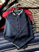Giaccomo Larusso XL-XXL-es félgyapjú zipzáras kardigán, sötétkék melanzs