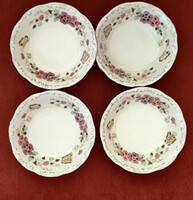 Zsolnay pillangó mintás porcelán kompótos / fagyis tálkák aranyozott peremmel 4 db-os készlet