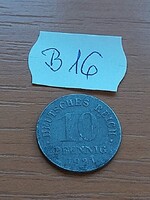 NÉMET BIRODALOM DEUTSCHES REICH 10 PFENNIG 1921 Cink, II. Vilmos   B16
