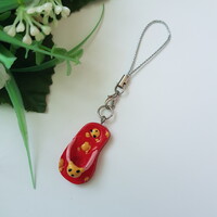 Red teddy bear slipper-shaped mobile ornament, hanging ornament, bag ornament