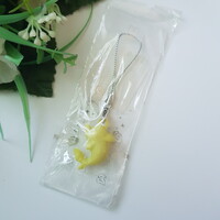 Yellow dolphin-shaped mobile ornament, hanging ornament, bag ornament