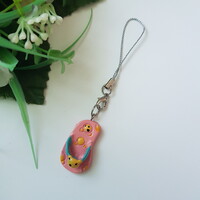 Pink, teddy bear slipper-shaped mobile ornament, hanging ornament, bag ornament