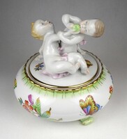 1Y240 Puttó díszes hatalmas Viktória mintás Herendi porcelán bonbonier