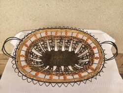 Fém/háncs gyümölcskosár