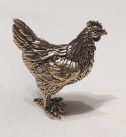 Miniatűr réz tyúk figura