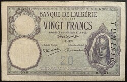 Tunézia 20 Frank 1938 P-6 F (Algéria Overprint)