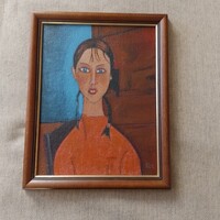 Modigliani lány copffal festmény akril másolat
