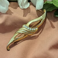 Régi aranyozott Cirkon  bross 5 cm-es