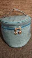 Heart-shaped storage, accessories, new (cosmetic bag, special, light blue, with turquoise interior)