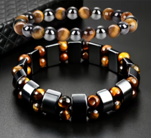 VÉRKŐ ÉS TIGRISZEM ÁSVÁNYOKBÓL KÉSZÜLT KARKÖTŐ  2 db - S.