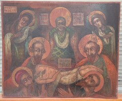 Régi olaj-fa vallásos ikonszerű festmény