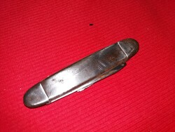 Antik fémnyelű kicsi zsebkés /cserkész bicska kinyitva penge végekig 18 cm a nyél 8 cm képek szerint