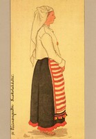 Képeslap: Finn népviselet.