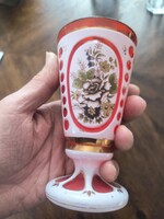 Gyönyörű Biedermeier festett csiszolt üveg pohár