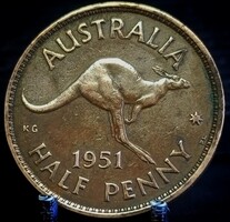 Ausztrália ½ penny, 1951 Verdejel "PL" - London A08E6